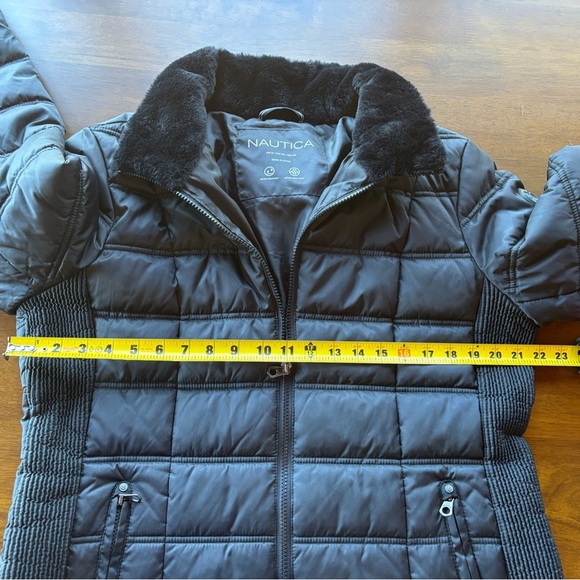 Nautica Black Puffer Jacket with Faux Fur Trim - Picture 5 of 12